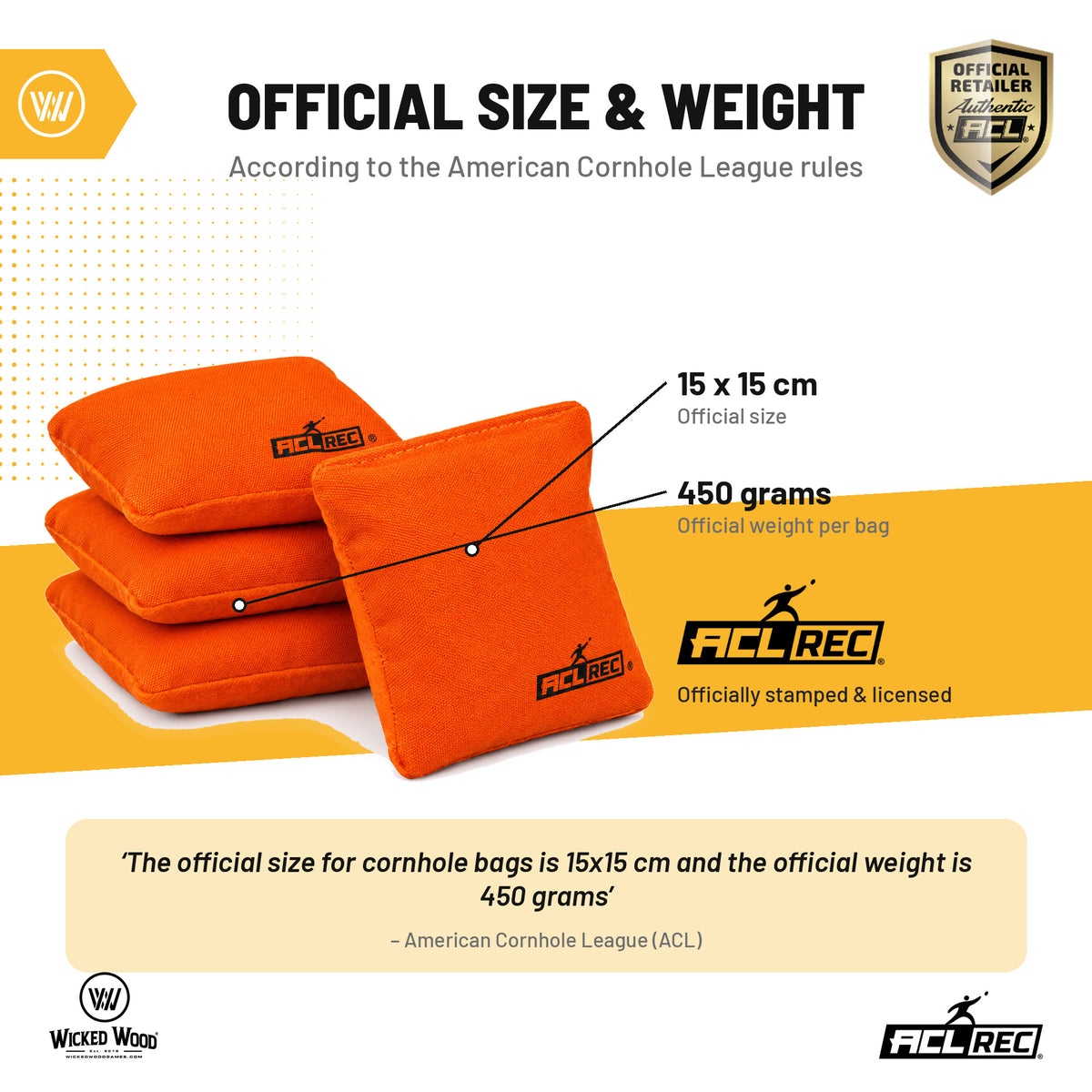 1x4 Cornhole Bags - Double Sides - ACL REC - Granulaat vulling